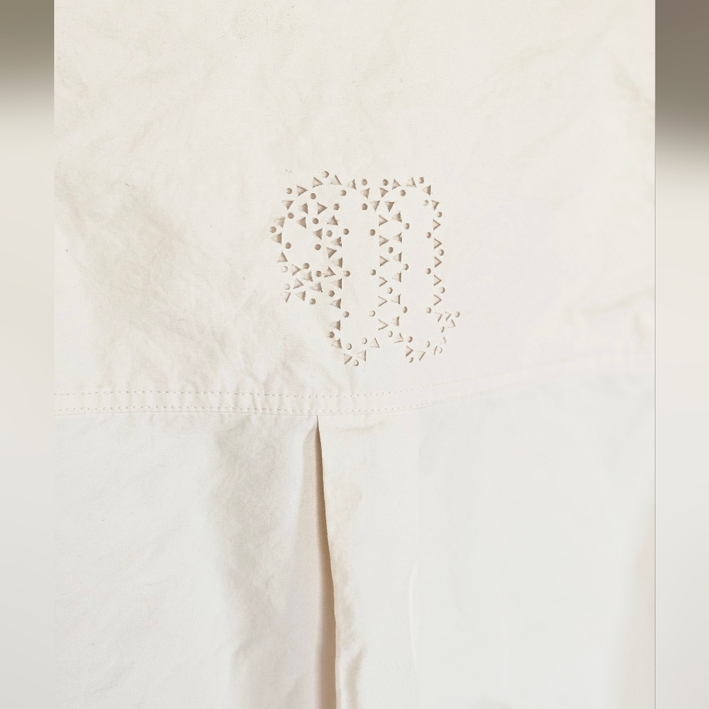 Nanushka Creme Heavy Poplin Laser Cut Button-Up Shirt - Picture 7 of 9